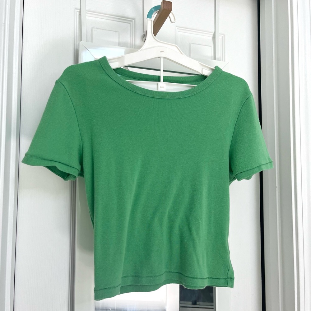 American Eagle Green Fitted Crop T-Shirt